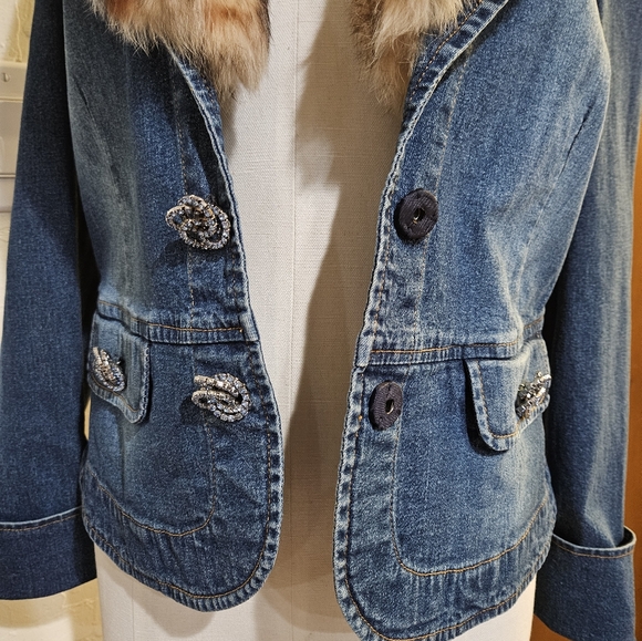 Berer Jean Jacket Fur Collar - Picture 3 of 10
